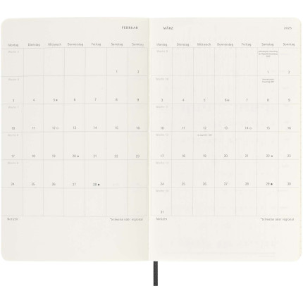 Agenda settimanale 12 mesi formato L con copertina morbida - lingua tedesca Moleskine
