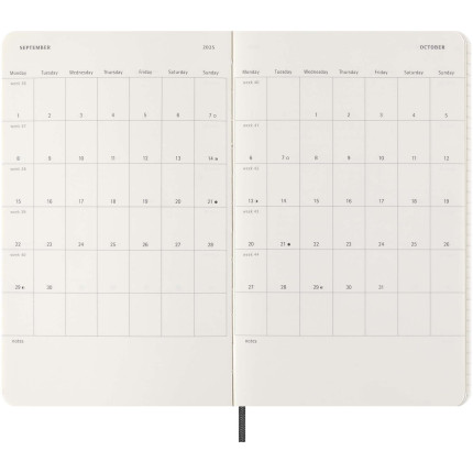 Agenda settimanale formato L 12 mesi con copertina morbida 100%VEGEA® Boa Moleskine