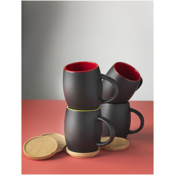Tazza in ceramica Heart con coperchio in legno...