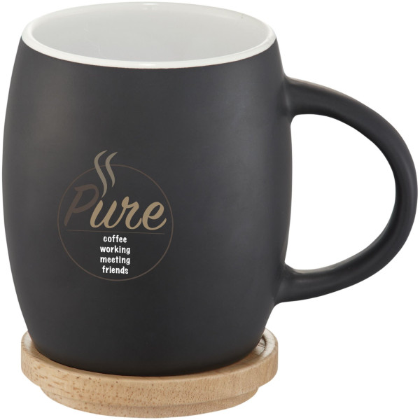 Tazza in ceramica Heart con coperchio in legno...