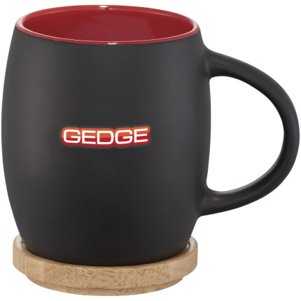 Tazza in ceramica Heart con coperchio in legno da 400 ml