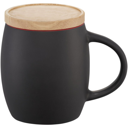 Tazza in ceramica Heart con coperchio in legno da 400 ml