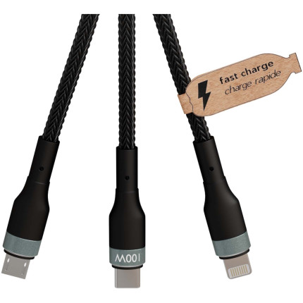 Cavo di ricarica ultraveloce 5 in 1 in PET riciclato da 100 W SCX.design C53