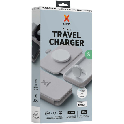 Caricabatterie da viaggio wireless 3 in 1 pieghevole da 15 W Xtorm XWF31