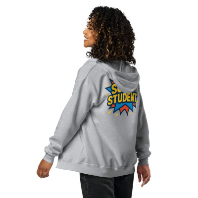 Felpa con cappuccio e zip misto pesante unisex