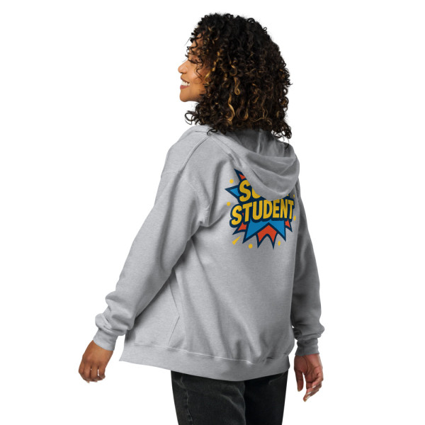 Felpa con cappuccio e zip misto pesante unisex