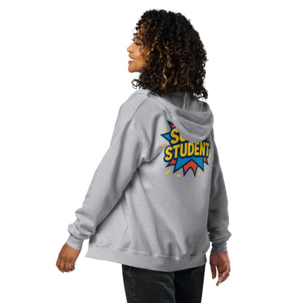 Felpa con cappuccio e zip misto pesante unisex