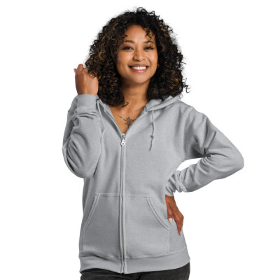 Felpa con cappuccio e zip misto pesante unisex 2