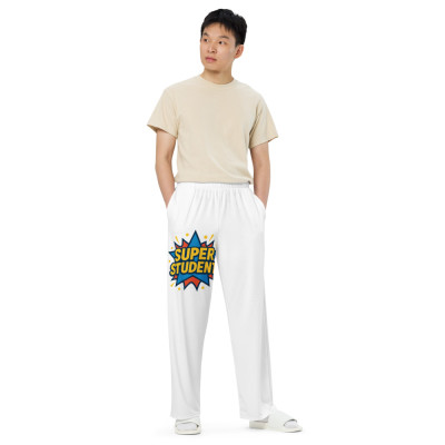 Pantaloni wide leg con stampa all over unisex