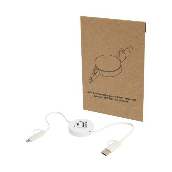 Cavo 5-in-1 in plastica riciclata retrattile da...