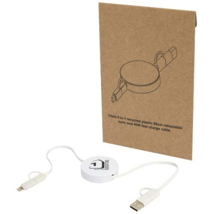 Cavo 5-in-1 in plastica riciclata retrattile da 90 cm per la sincronizzazione dei dati e la ricarica rapida da 40 W Citala