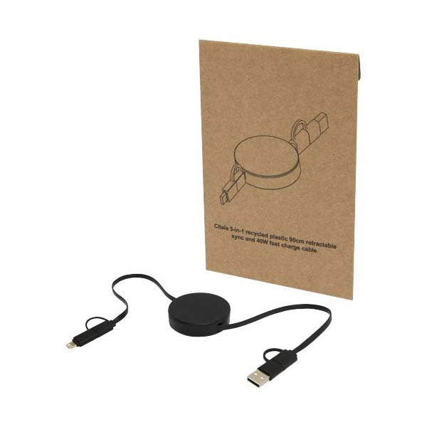 Cavo 5-in-1 in plastica riciclata retrattile da...