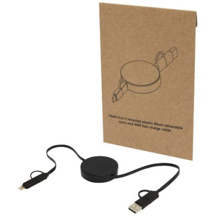 Cavo 5-in-1 in plastica riciclata retrattile da 90 cm per la sincronizzazione dei dati e la ricarica rapida da 40 W Citala