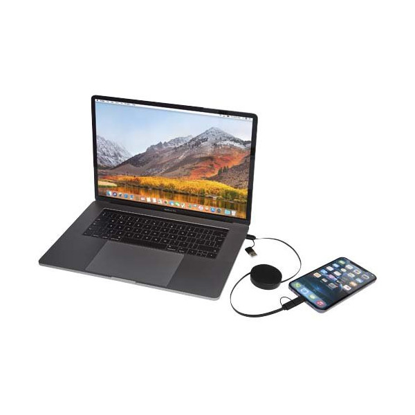 Cavo 5-in-1 in plastica riciclata retrattile da...