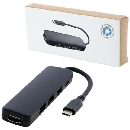 Adattatore multimediale USB 2.0-3.0 con porta HDMI in plastica riciclata certificata RCS Loop