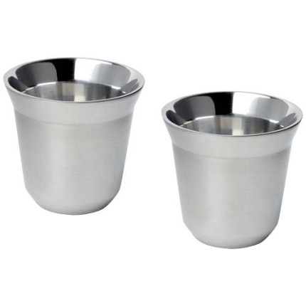 Set di tazze per caffè espresso in acciaio inossidabile certificato RCS da 80 ml Duo