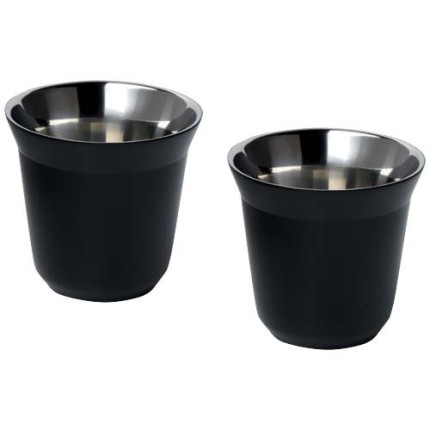 Set di tazze per caffè espresso in acciaio inossidabile certificato RCS da 80 ml Duo