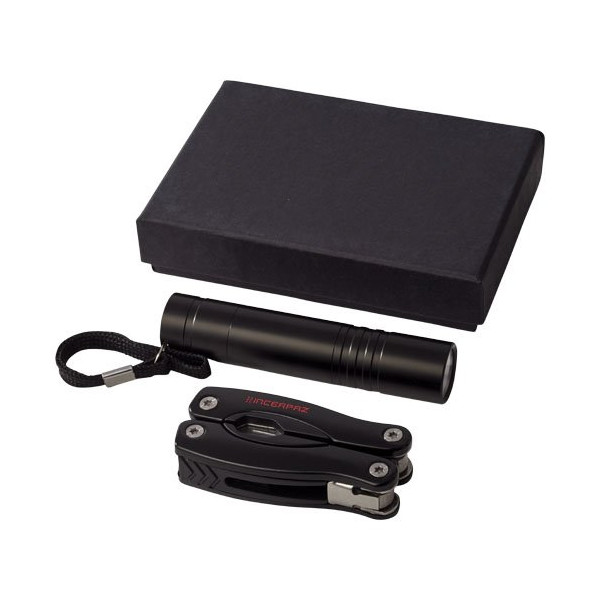 Set con coltello multifunzione e torcia a LED...