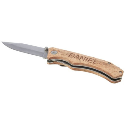 Coltello tascabile Dave in legno con clip per cintura 2