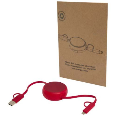 Cavo retrattile 5 in 1 da 100 cm in plastica riciclata e...