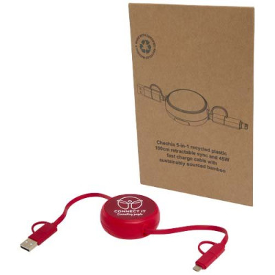 Cavo retrattile 5 in 1 da 100 cm in plastica riciclata e... 2