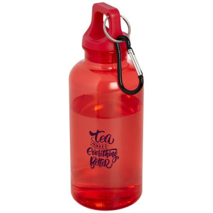Borraccia in plastica riciclata certificata RCS da 400 ml con moschettone Oregon