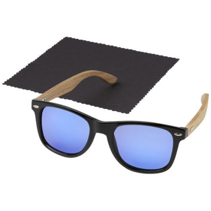 Occhiali da sole Hiru con lenti polarizzate e specchiate in PET riciclato/legno con confezione regalo