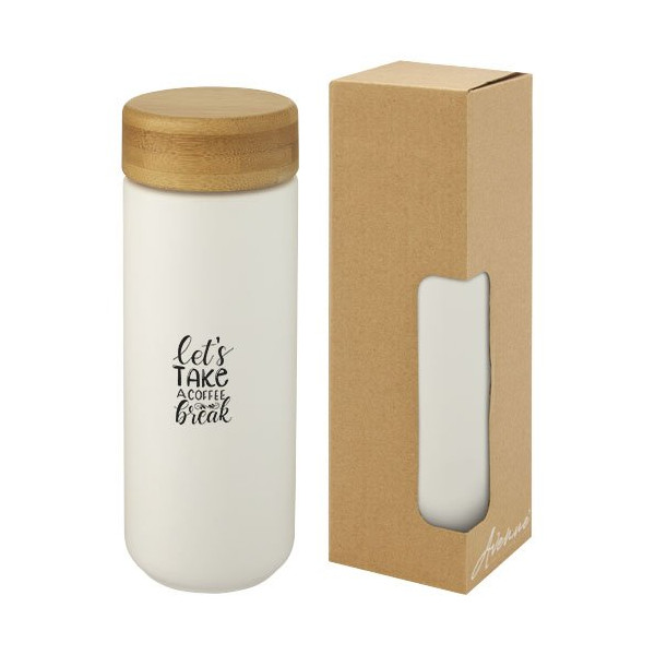 Bicchiere termico in ceramica con coperchio in...