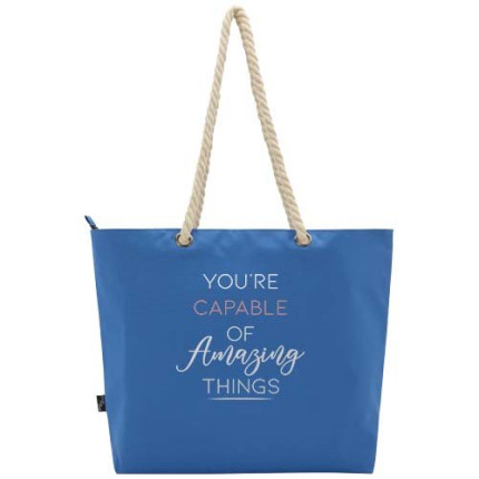 Tote bag termica da spiaggia in materiale riciclato certificato GRS con manici in corda Panama - 23L