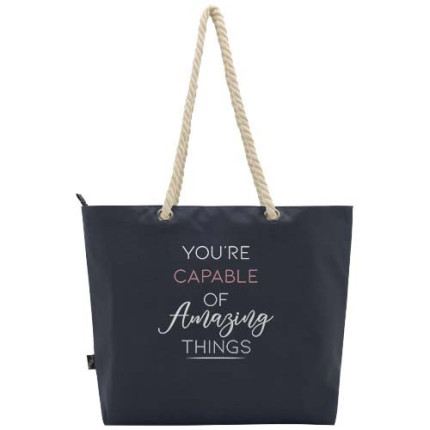 Tote bag termica da spiaggia in materiale riciclato certificato GRS con manici in corda Panama - 23L