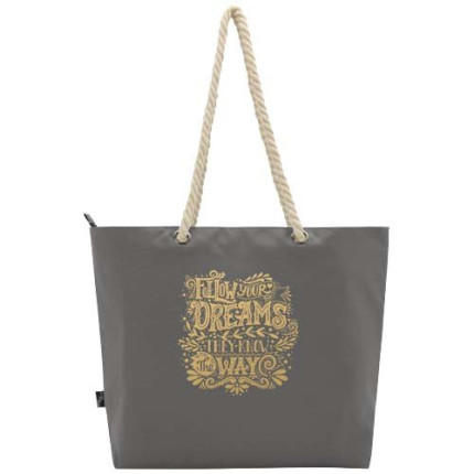 Tote bag termica da spiaggia in materiale riciclato certificato GRS con manici in corda Panama - 23L