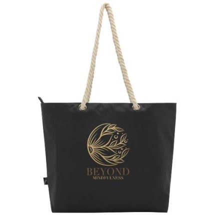 Tote bag termica da spiaggia in materiale riciclato certificato GRS con manici in corda Panama - 23L