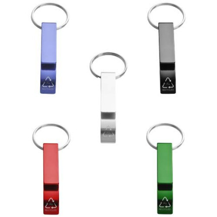 Portachiavi con apribottiglie e apriscatole in alluminio riciclato RCS Tao