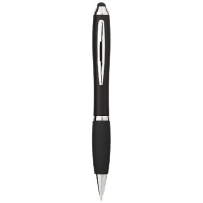 Penna a sfera colorata con stylus e impugnatura nera...