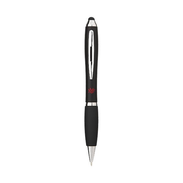 Penna a sfera con stylus e impugnatura nera...