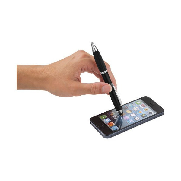 Penna a sfera con stylus e impugnatura nera...
