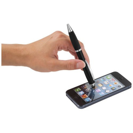 Penna a sfera con stylus e impugnatura nera Nash-inchiostro nero