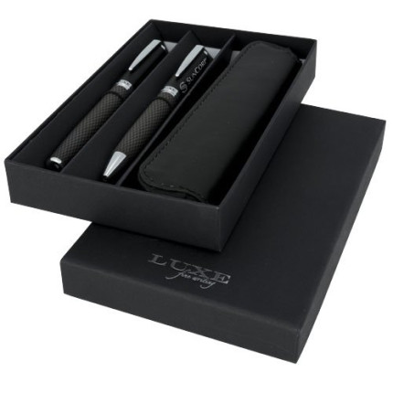 Set regalo con coppia di penne e sacchetto Carbon-inchiostro nero