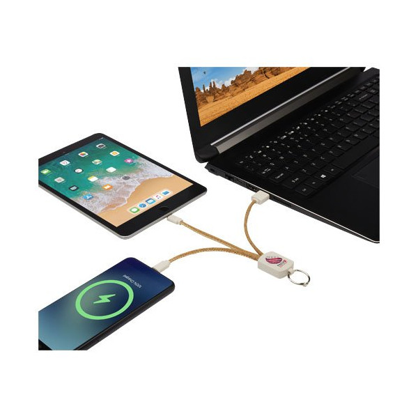 Cavo di ricarica 3 in 1 in sughero e paglia di...