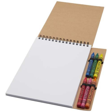 Quaderno a spirale formato A5 con copertina morbida e set di pastelli Doodle