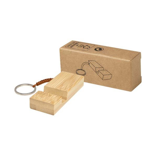 Supporto per telefono in bambù con portachiavi...