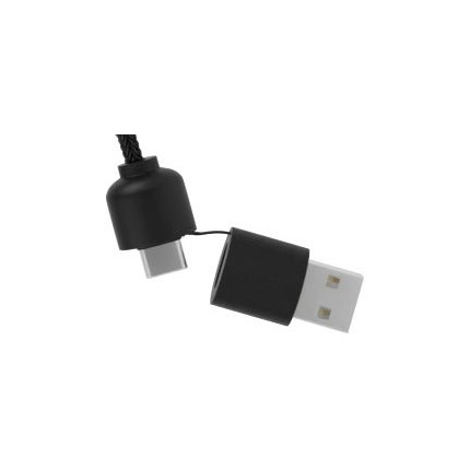 Cavo di ricarica 5 in 1 in rPET riciclato con logo luminoso e custodia rotonda in legno SCX.design C37
