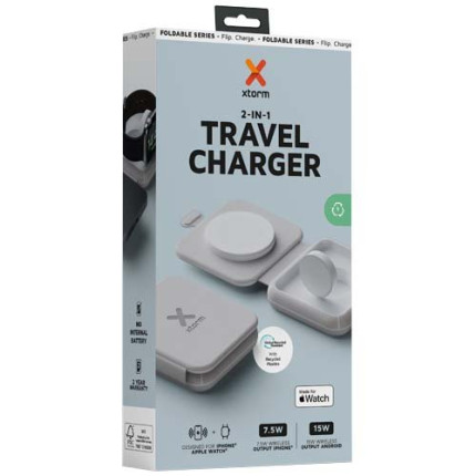 Caricabatterie da viaggio wireless 2 in 1 pieghevole da 15 W Xtorm XWF21