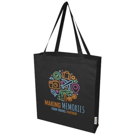Tote bag a soffietto in cotone riciclato certificato GRS da 140 g/m² Madras