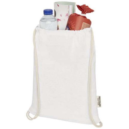 Borsa con cordoncino in cotone riciclato certificato GRS da 140 g/m² Oregon