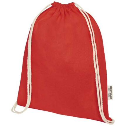 Borsa con cordoncino in cotone riciclato certificato GRS da 140 g/m² Oregon