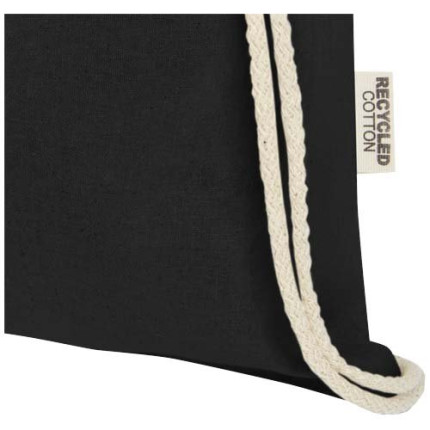 Borsa con cordoncino in cotone riciclato certificato GRS da 140 g/m² Oregon