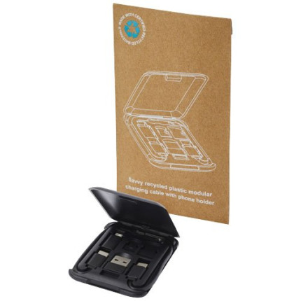 Cavo di ricarica modulare in plastica riciclata con supporto per telefono Savvy