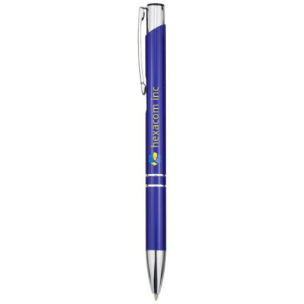 Penna a sfera a scatto Moneta in alluminio-inchiostro nero