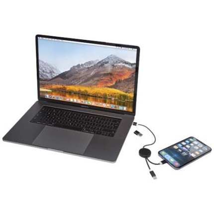 Cavo 5-in-1 in alluminio e plastica riciclata da 30 cm per la sincronizzazione dei dati e la ricarica rapida da 27 W Alasia